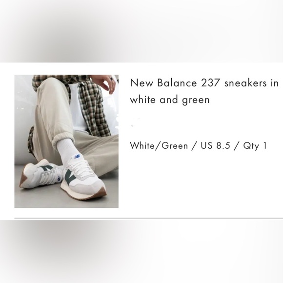 New Balance 237 White and Green Sneakers - Picture 2 of 5